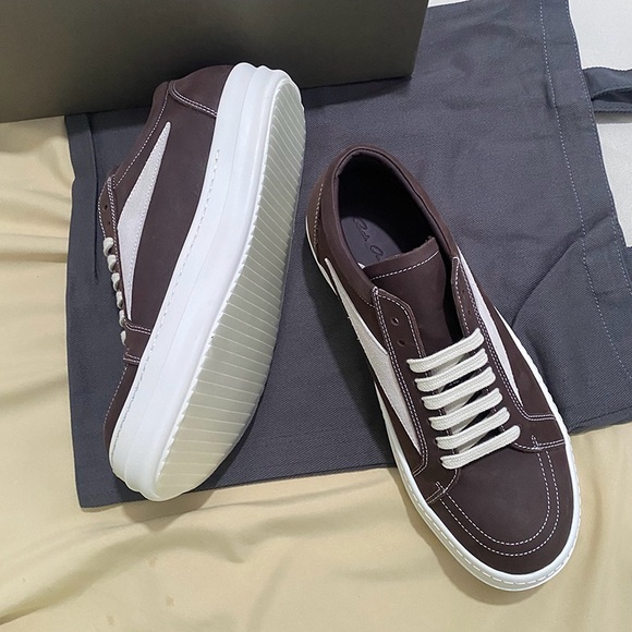 Rick Owens Low-Top Brown Sneakers with Triangle Triangle Trim - Picture 4 of 12